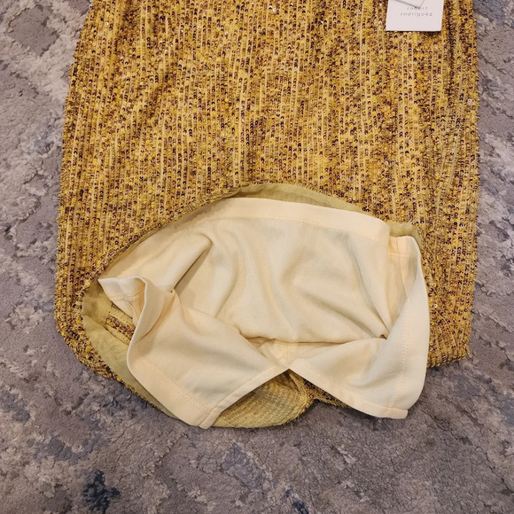 NWT Robert Rodriguez Yellow Citron Sequin Pencil Skirt women's size 0 - Picture 8 of 17